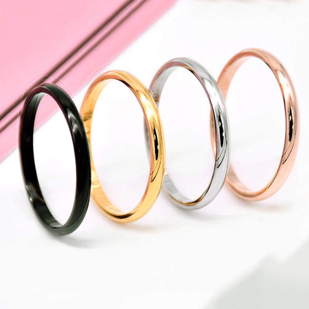 Nhẫn Thép Titan Mạ Vàng Hồng 18k Đơn Giản Cho Cặp Đôi