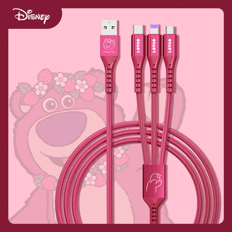 Sét 4 Dấy Sạc Điện Thoại Nhiều Đầu Cắm Gấu Dâu Lotso 4 trong 1 dây cáp cao cấp sạc nhanh