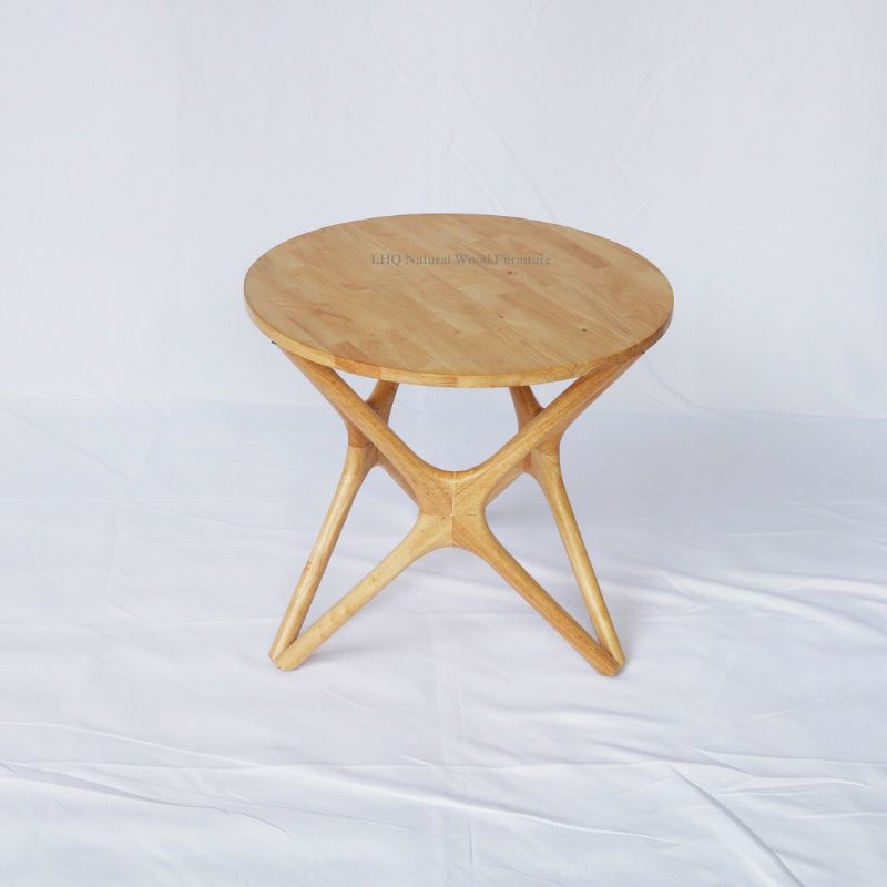 Bàn tròn chân sao đường kính 60cm gỗ cao su xuất khẩu