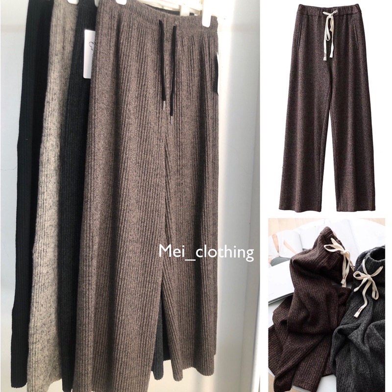 [Ảnh thật/hàng QC] Quần nhung tăm ống rộng Quảng Châu dày dặn, chun bụng dễ mặc