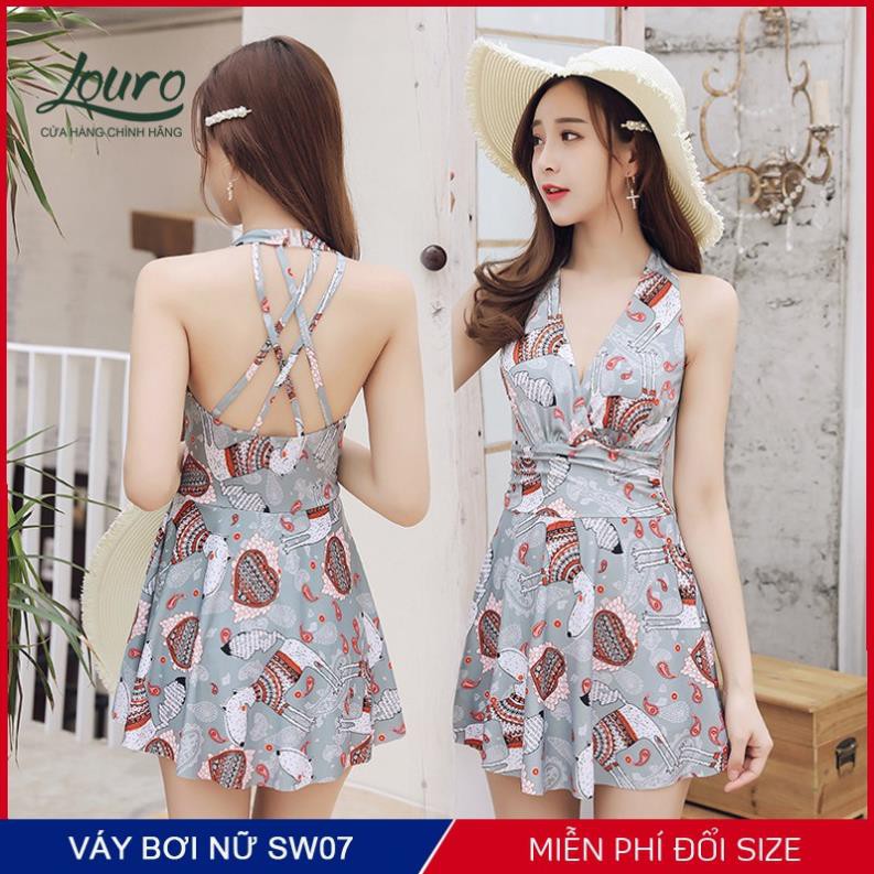 Áo bơi nữ 1 mảnh liền kín đáo Louro, kiểu bikini đi biển họa tiết hoa nhí, phong cách đồ bơi Hàn Quốc - SW07 New12 | BigBuy360 - bigbuy360.vn