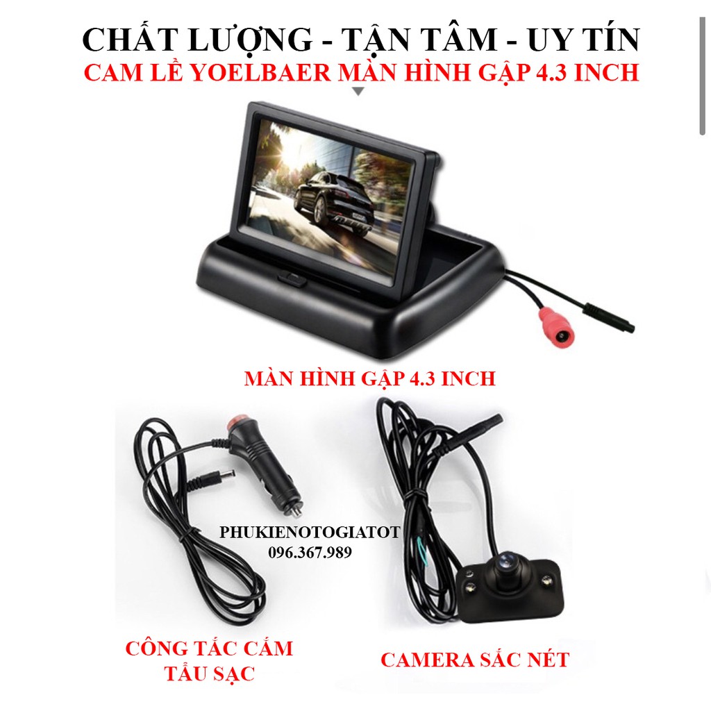 Bộ camera căn lề ô tô, xe hơi YOELBAER không cần khoan gương, màn hình LCD dễ dàng lắp đặt