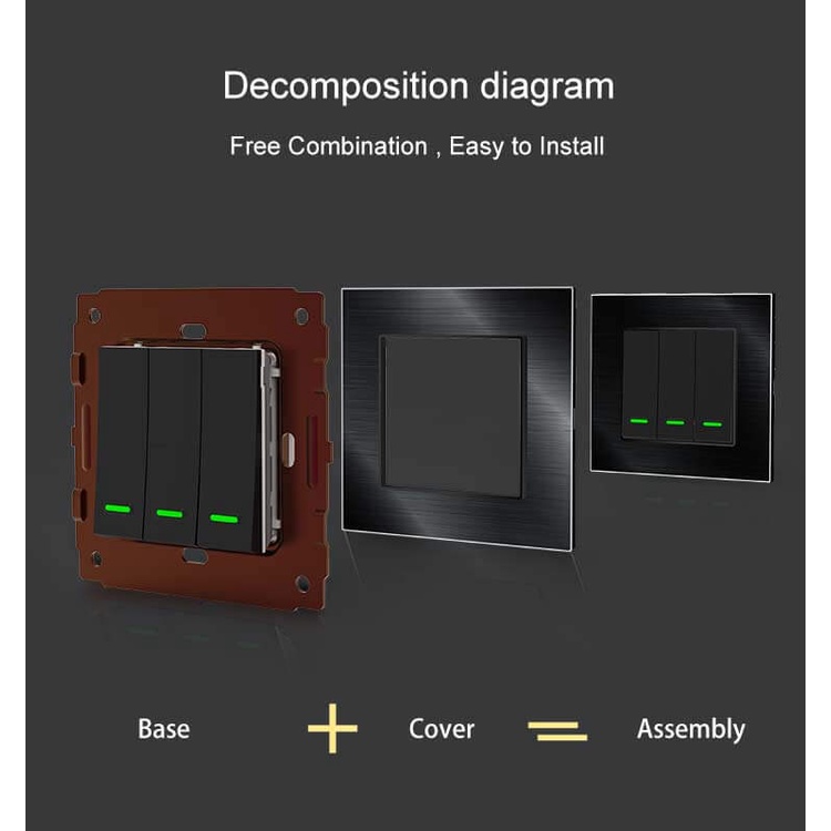 Công tắc thông minh WIFI Tuya hình vuông, điều khiển qua điện thoại Smartlife, nút ấn cơ như công tắc truyền thống