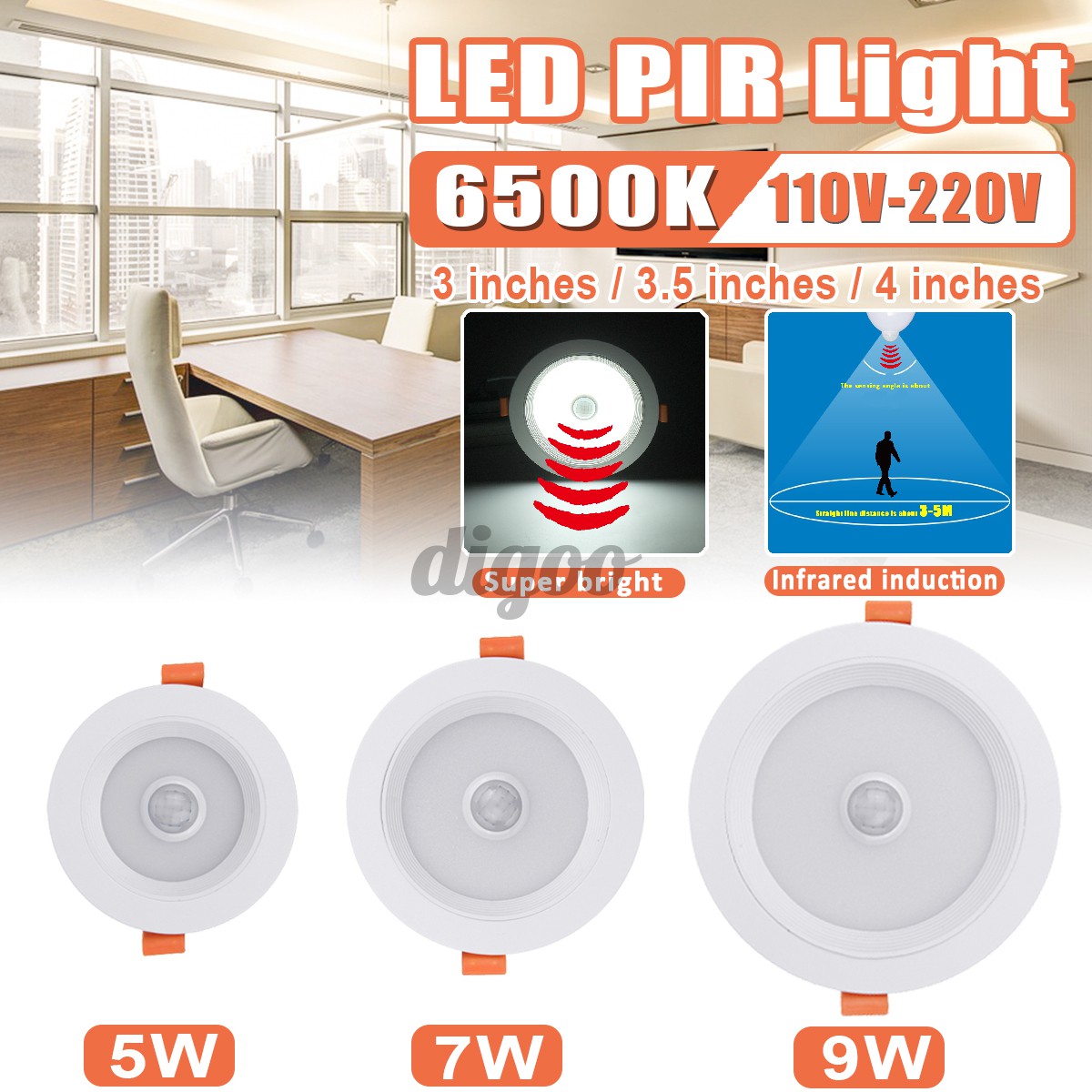 SENSOR Đèn Led Gắn Trần Cảm Biến Chuyển Động 4 &quot;Led 150 ° Pir