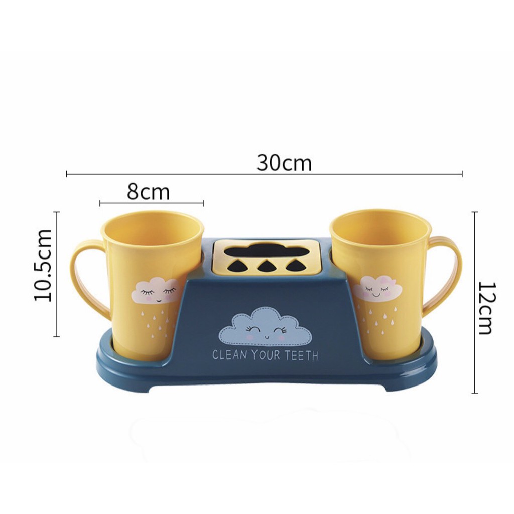 Kệ để bàn chải kem đánh răng kèm 2 cốc để đồ nhà tắm