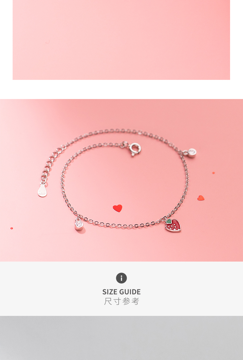 Lắc Chân Mạ Bạc 925 Đính Đá Hình Quả Dâu Tây Xinh Xắn | BigBuy360 - bigbuy360.vn