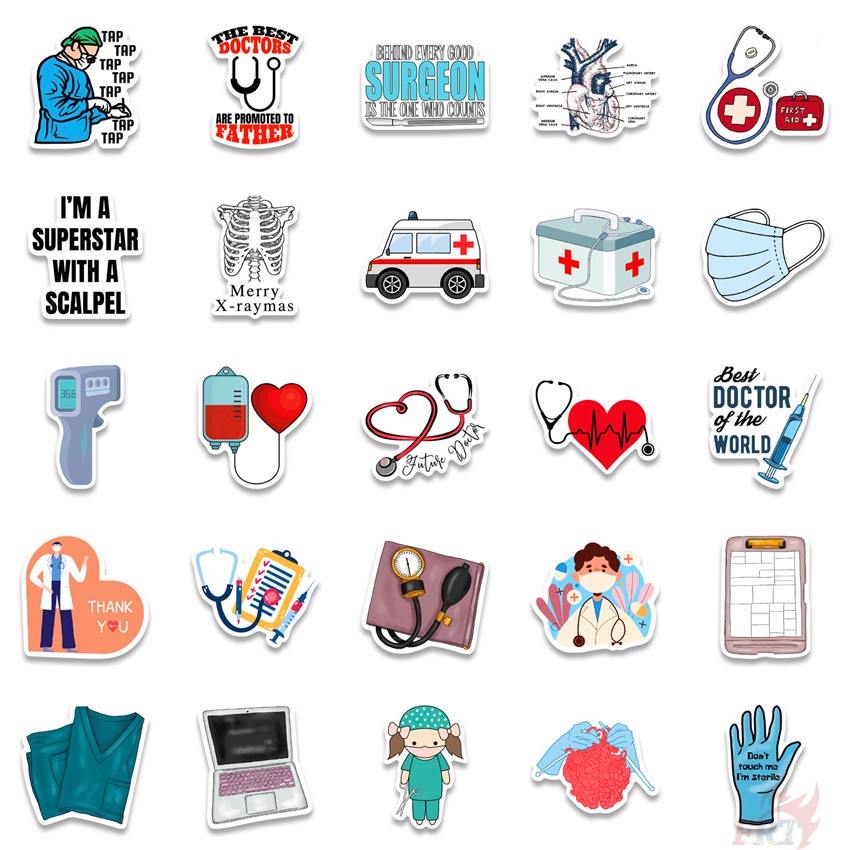 Bộ 50 Cái ❉ Miếng Dán Trang Trí Hình Bác Sĩ Ever Series 01 ❉ Sticker Dán Tường Chống Thấm Nước Thời Trang