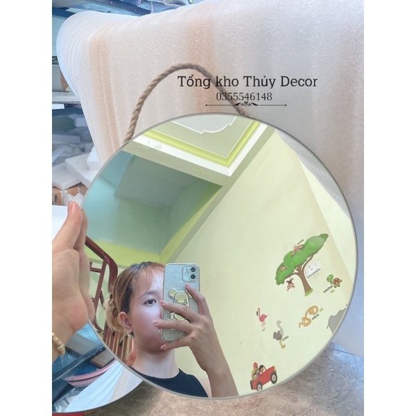 Gương treo dây đay Decor 30cm 𝐇𝐀̀𝐍𝐆 𝐇𝐎𝐓 gương treo tường đơn giản mà xinh