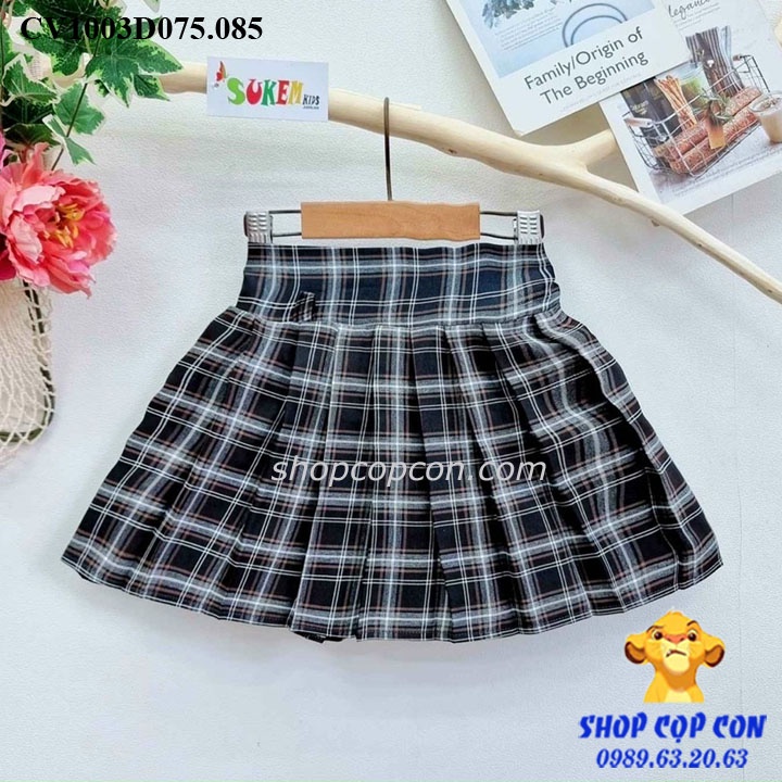Chân váy caro xếp ly - nhiều màu - cho bé gái từ 18kg đến 35kg