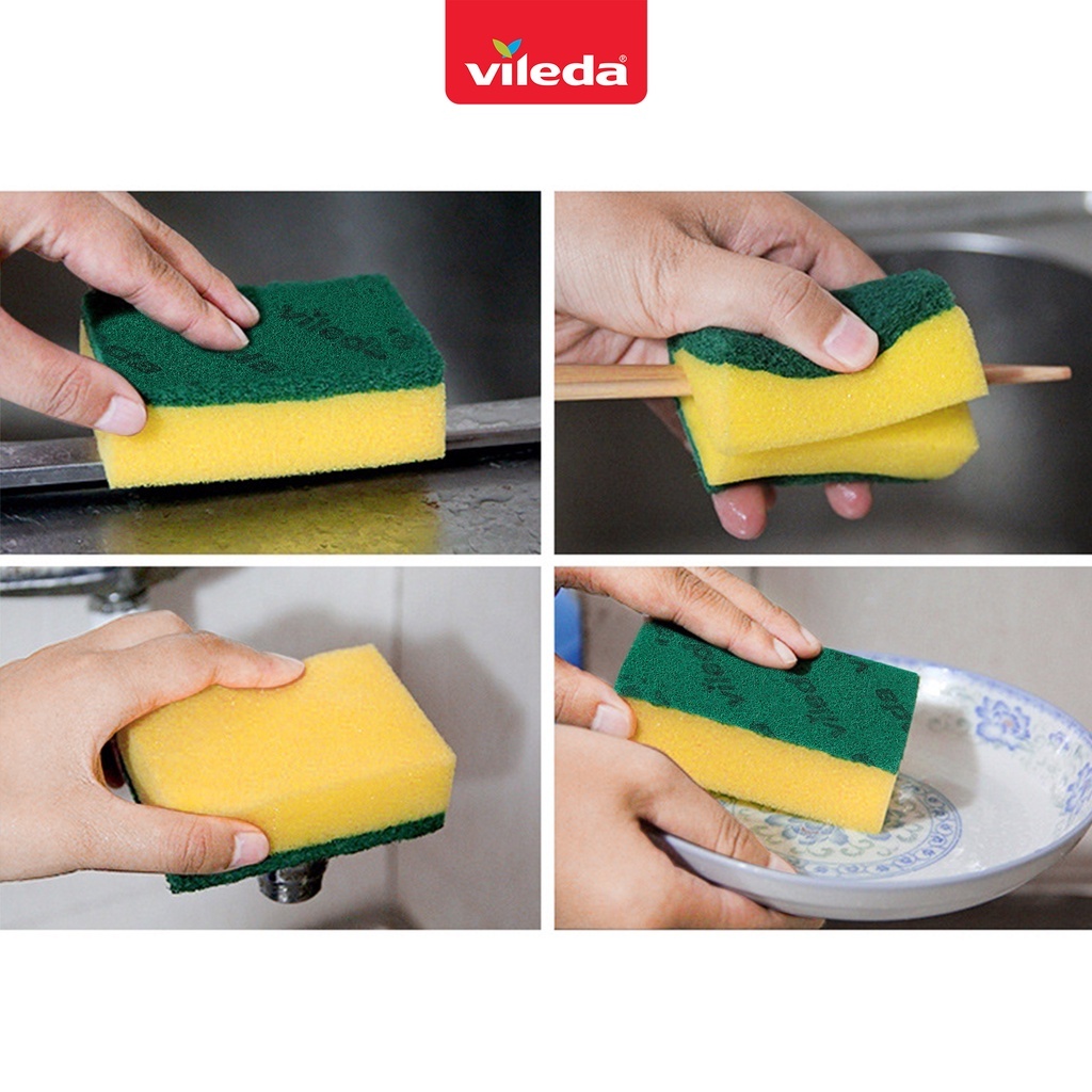 Mút rửa chén, xoong nồi VILEDA gói 5 miếng - TSU156152, màu xanh lá