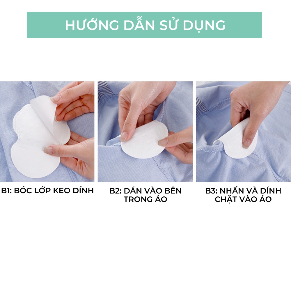 COMBO 60 Miếng Dán Thấm Hút Mồ Hôi Nách Diệt Khuẩn, Khử Mùi, ngăn mồ hôi nách hiệu quả, khô thoáng BEBECHIC