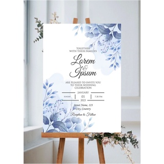 Bảng tên cưới để cổng tone xanh (kích thước chuẩn 60x80cm)