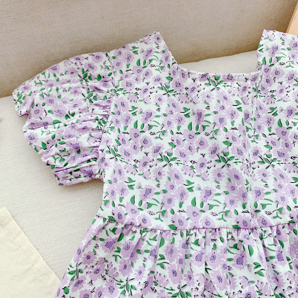 Váy hoa nhí cho bé 1-6 tuổi hàng Quảng Châu CAO CẤP mẫu mới nhất 2021 đầm cắt out thắt nơ sau lưng,chất thô mềm cho bé