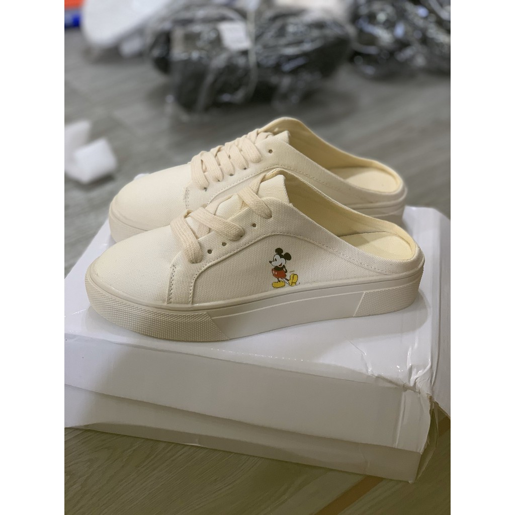 Giày Lười Canvas In Hình Chuột Mickey Dễ Thương | BigBuy360 - bigbuy360.vn