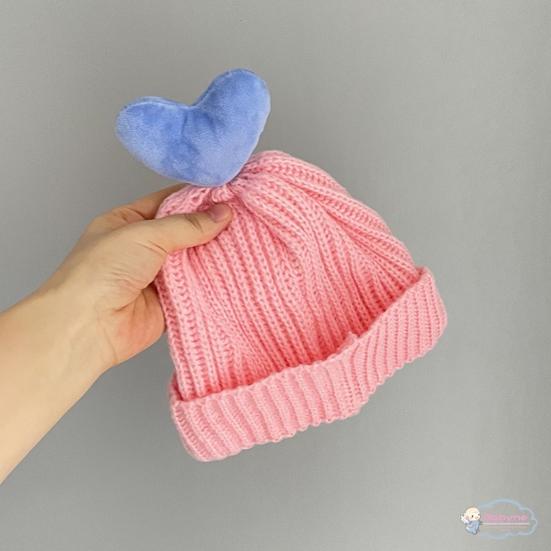 Mũ Len Hình Trái Tim Ba Chiều Co Giãn Giữ Ấm Cho Bé Trai Và Gái