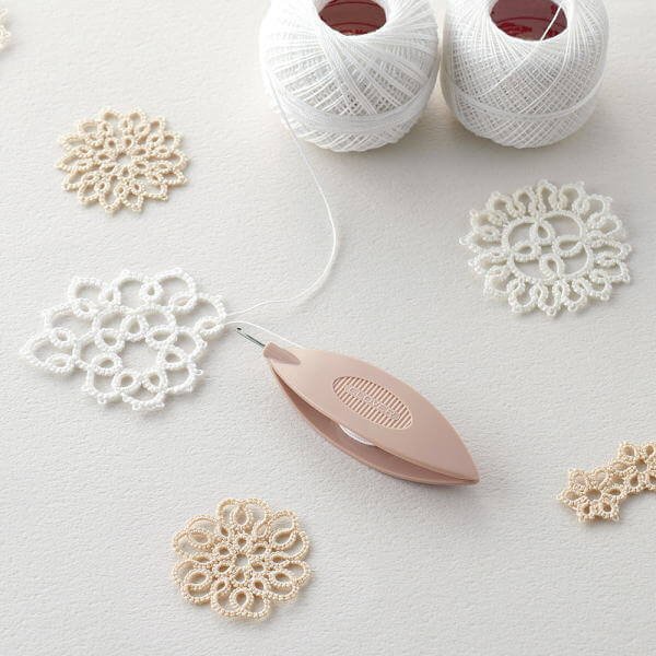 CROWN Thoi tatting có kim móc Clover Tatting Shuttle with Crochet Hook