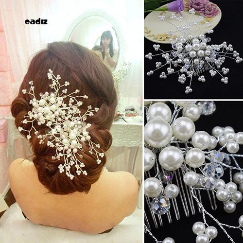 Lược cài tóc cô dâu phối ngọc trai giả lộng lẫy thanh lịch