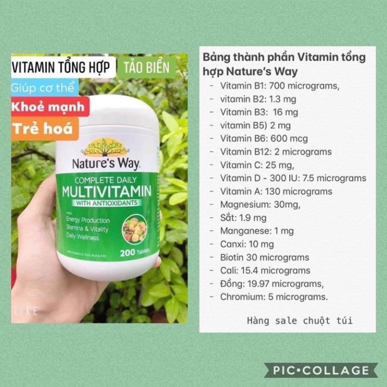 Vitamin tổng hợp và tảo biển úc , tảo xoắn Multivitamin Nature's way 200 viên