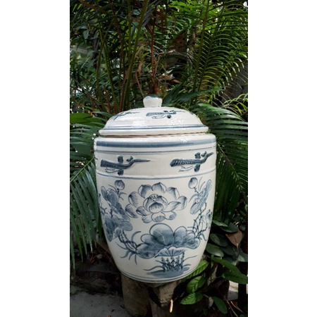 Hũ gạo 15kg men bóng.Gốm sứ Bát Tràng