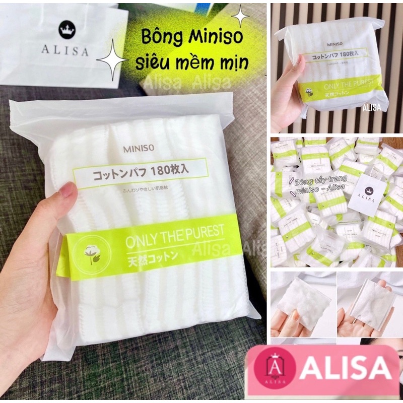 Bông tẩy trang Miniso của Nhật 180miếng - ALISA