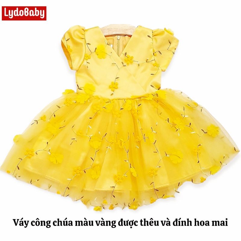 Váy đầm công chúa bé gái LYDOBB hàng công ty may kĩ họa tiết 3D nổi bật
