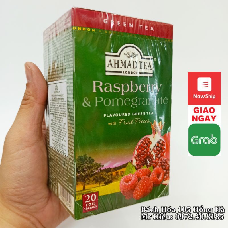 [T10/2024] Trà Ahmad Tea vị Lựu, Mâm Xôi hộp 20 gói - Raspberry &amp; Pomegranate