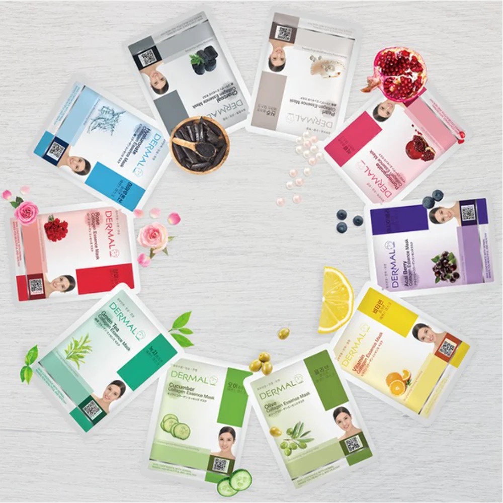 Combo 10 gói mặt nạ dưỡng da Hàn Quốc Dermal - ngẫu nhiên