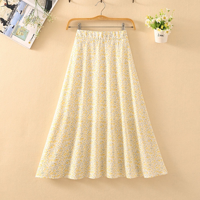 Chân Váy Voan Dài Lưng Cao Họa Tiết Hoa Thời Trang Mùa Hè Cho Nữ Y25