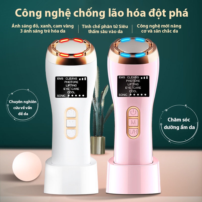 Máy massage mặt - Máy ion nóng lạnh làm trẻ hóa da - Nâng cơ mặt để xóa nếp nhăn - Máy làm sạch da mặt gia dụng