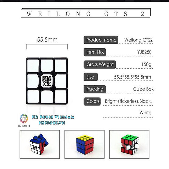 RUBIK 3X3 MOYU WEILONG GTS2 STICKERLESS loại không viền