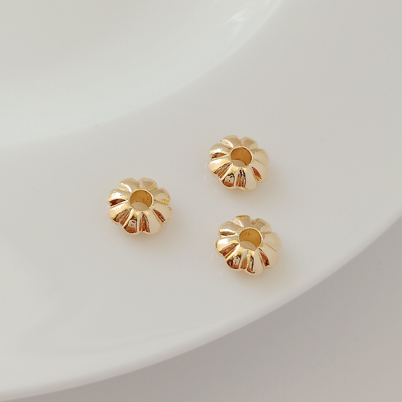 10 Hạt Xỏ Lỗ 14K Màu Vàng Đồng 8*3mm Dùng Làm Trang Sức Thủ Công