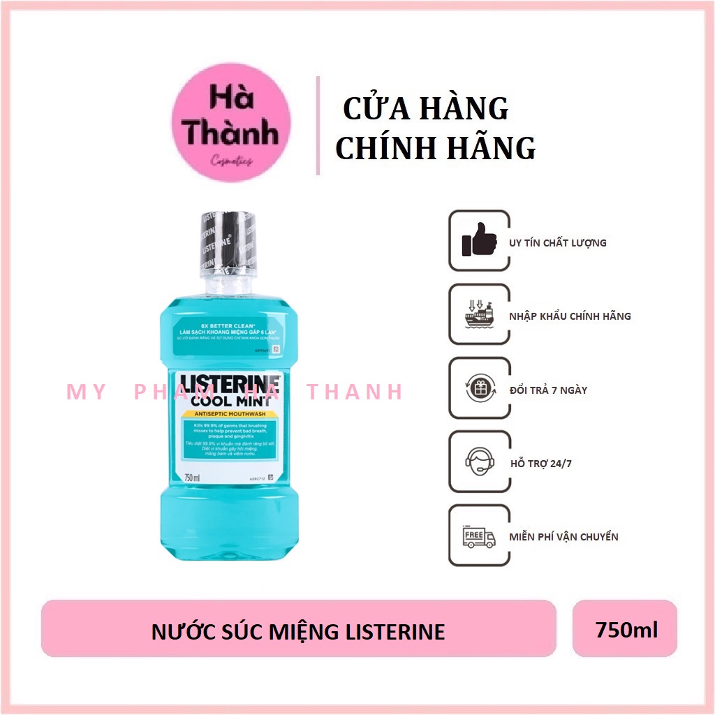 Nước Súc Miệng LISTERINE COOL MINT 750ml Thái Lan Hơi Thở Thơm Mát Răng Chắc Khỏe 3 Loại Dung Tích - HT136