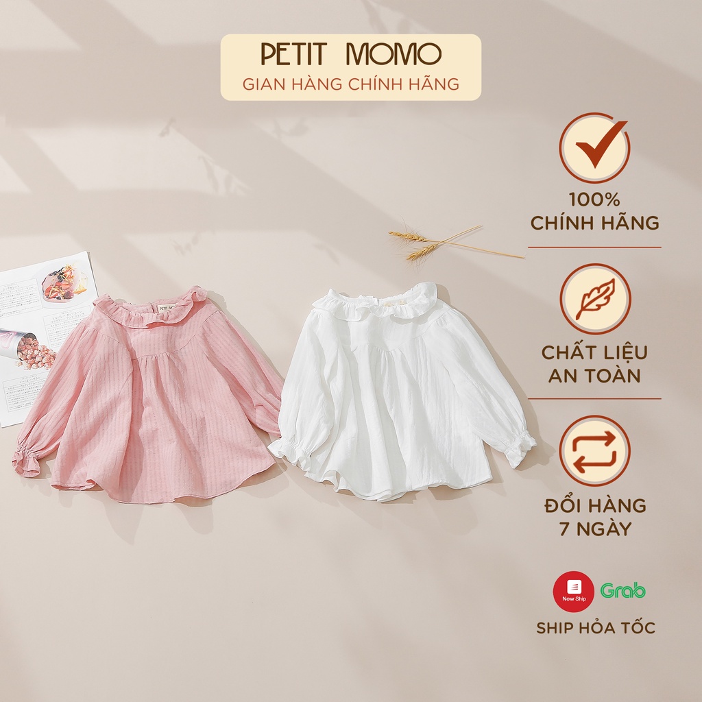 Áo Sơ Mi Dài Tay Bé Gái 1-6 Tuổi PETIT MOMO Vải Thô Mềm Mại Thoáng Mát H064