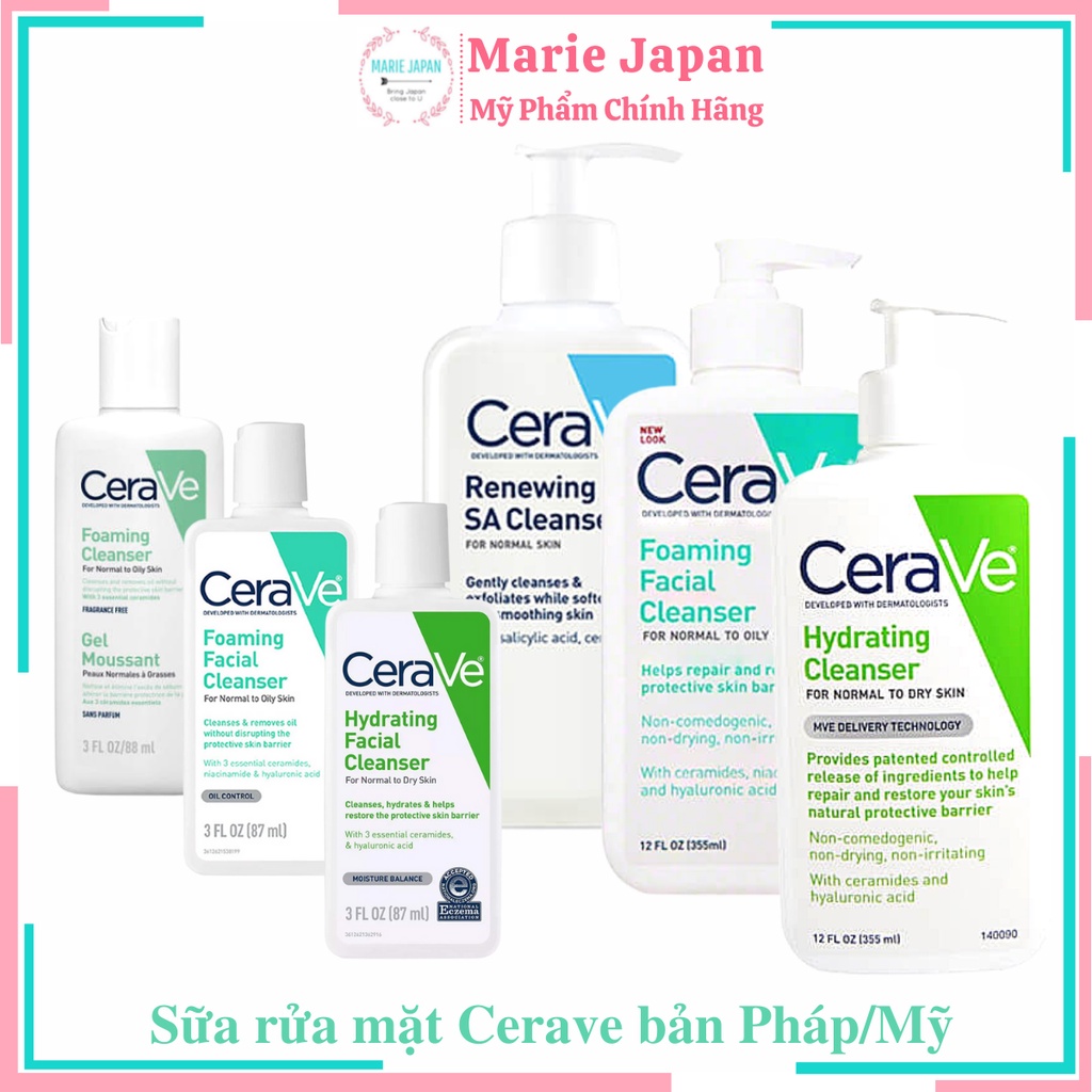 Sữa rửa mặt dịu nhẹ Cerave Foaming Facial Cleanser cho da dầu da khô &amp; da nhạy cảm 236ml