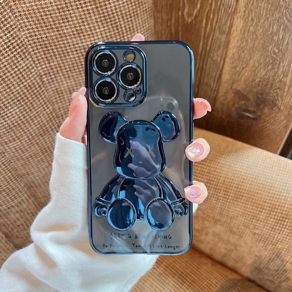 Ốp lưng in nổi hình gấu Bearbrick 3D cho iPhone 8 Plus, 7Plus, Xsmax, 11Promax, 12Promax, 13Promax