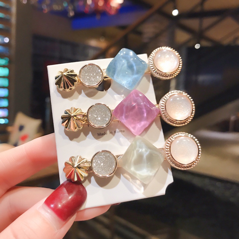 Kẹp Tóc Đính Đá Và Ngọc Trai Nhân Tạo Thời Trang Phong Cách Hàn Quốc Cho Nữ