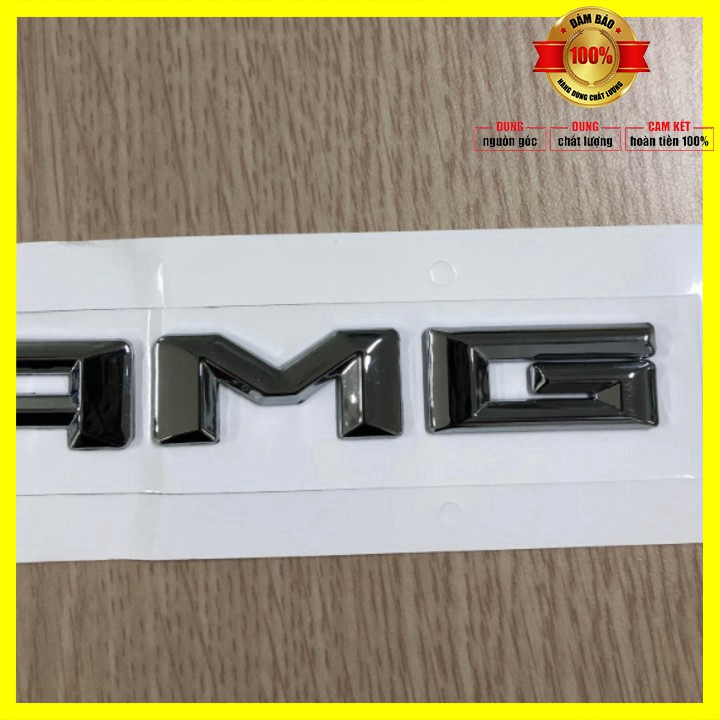 Sản phẩm  Decal logo 3D chữ nổi AMG dán xe đuôi ô tô nhựa ABS Kích thước18.5*1.5cm