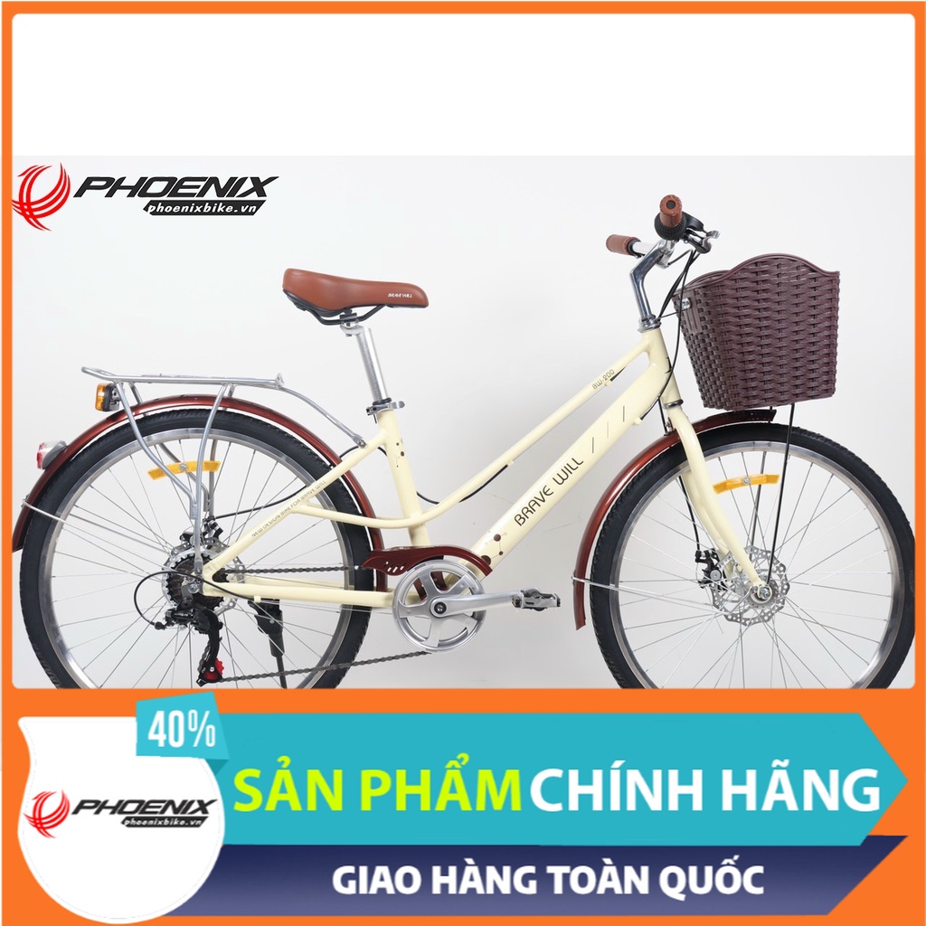 Xe đạp nữ Bravewill khung nhôm 26inch phanh đĩa
