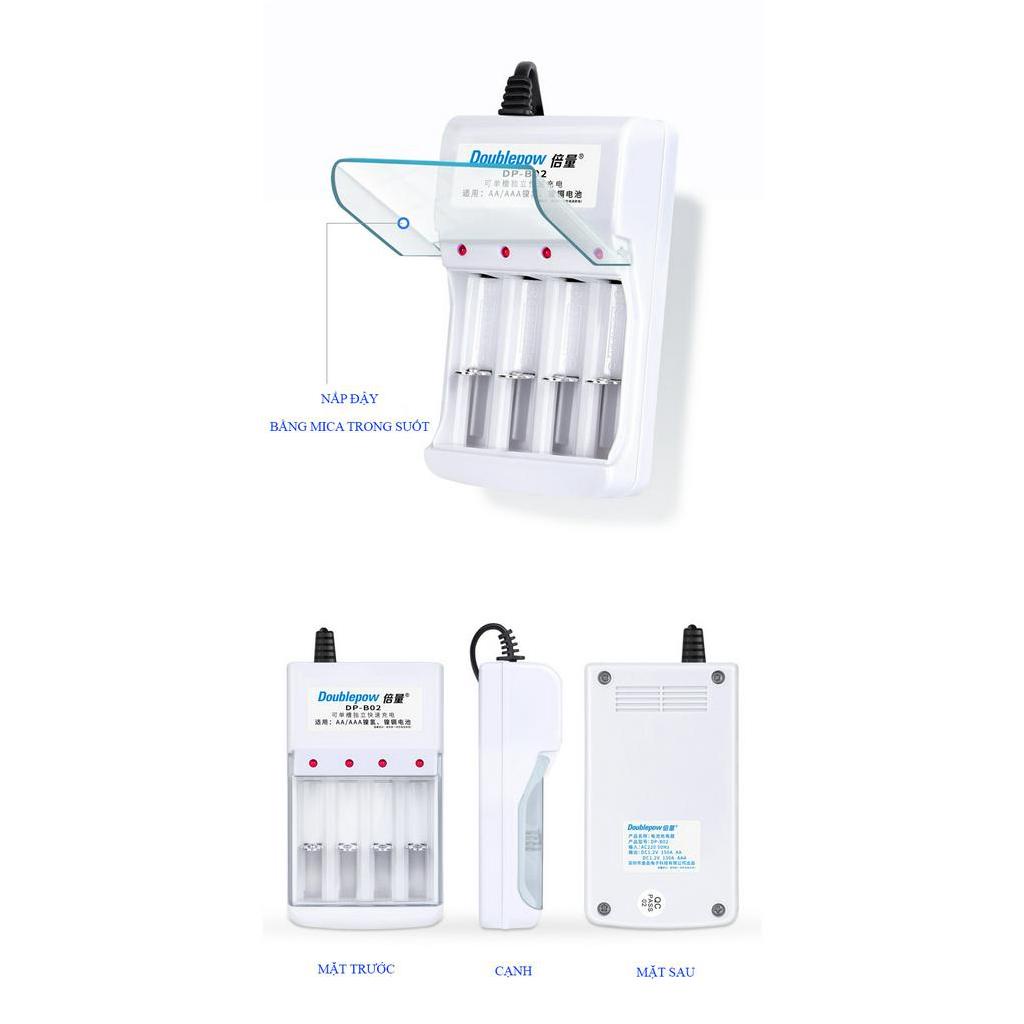 Combo bộ sạc pin tiểu AA DP-B02 kèm 04 viên pin AA 1200mAh chính hãng Doublepow