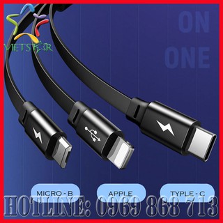 Cáp xịn sạc điện thoại 3 đầu Lightning / Type C / Micro USB