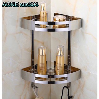 Kệ góc 2 tầng inox 304-có móc treo