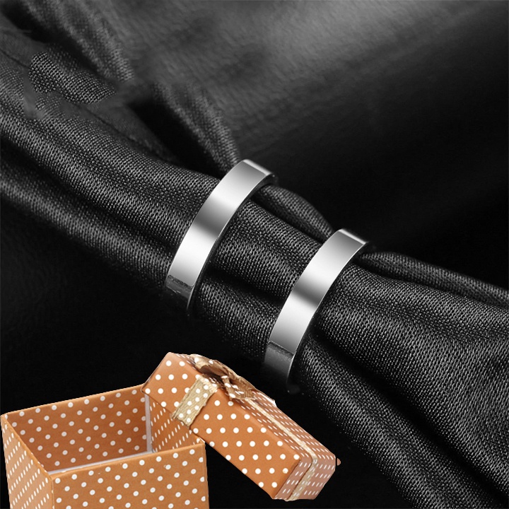 Nhẫn cặp đôi inox kiểu cạnh vuông trơn đơn giản đẹp mà chất - Bảo hành sáng bóng không đen- Tặng hộp - Sl 02 chiếc