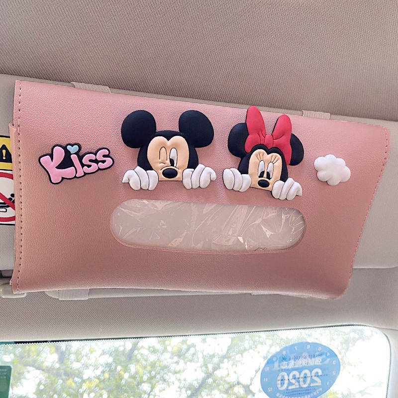 Car Tissue Box Sun Visor Hanging Female Cute Internet-Famous Decoration Car Tissue Bag Sets Front Row Car Tissue Box Auto department store supplies