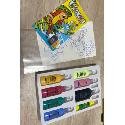 Bộ màu vẽ và khuôn trang trí trên giấy kính Hàn Quốc dễ thương tiện dụng