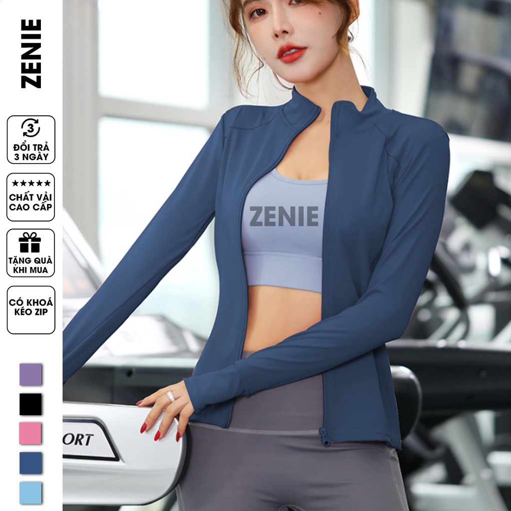 Áo khoác thể thao nữ Zenie Áo khoác tập gym yoga dài tay có khoá zip A45