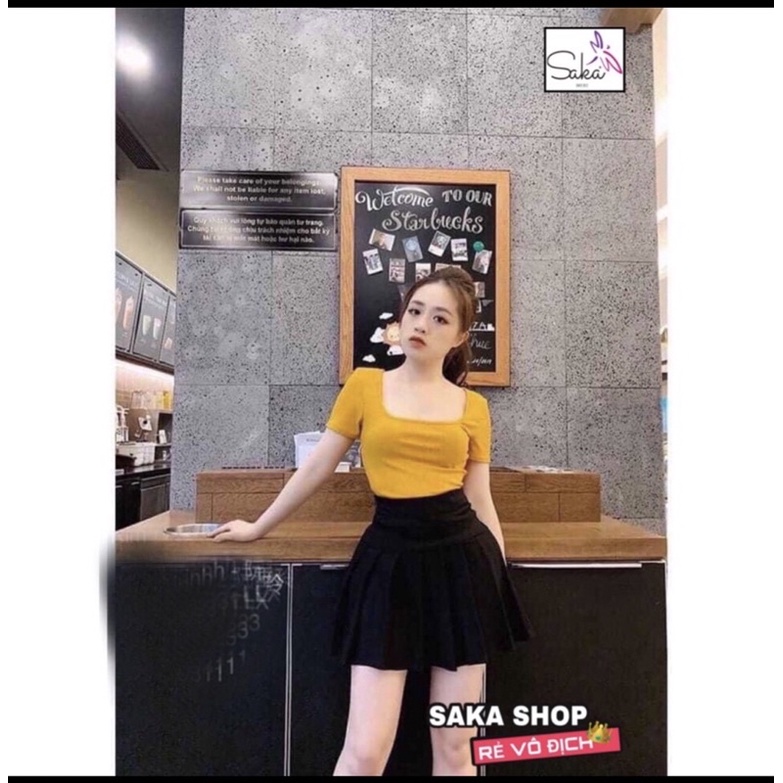 Áo thun cổ chữ U tôn dáng 4 màu sắc