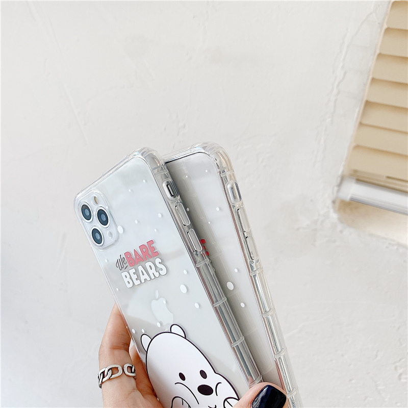 The cute snowflake bare bear is suitable for mobile phone case oppo A5/A3S A53 2020 A52020/A92020 all-inclusive soft case  A7/A5S/A12 A8/A31 2020 A15 transparent shockproof mobile phone soft TPU mobile phone case