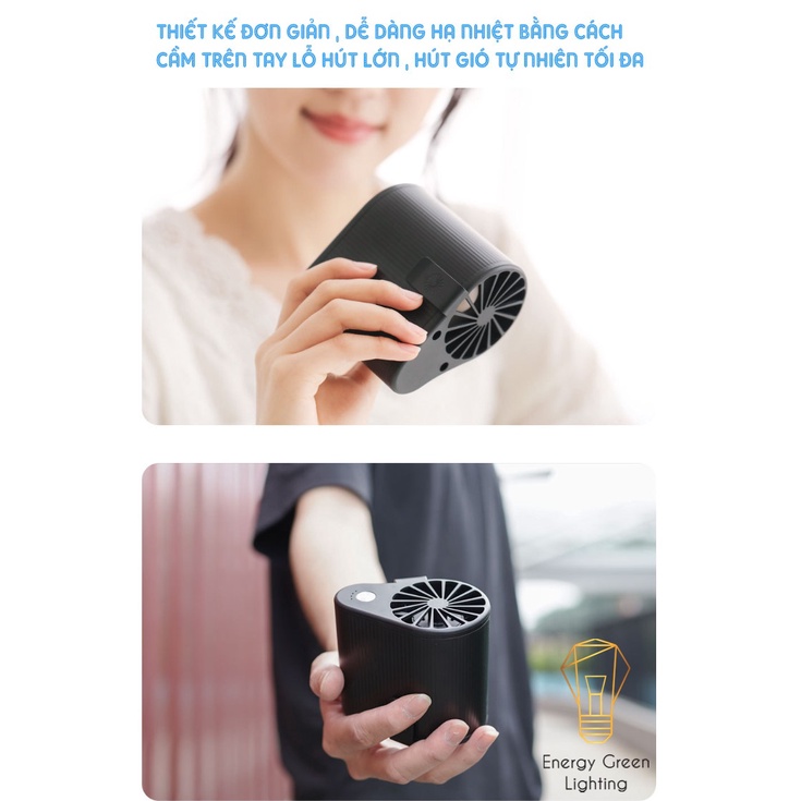 Quạt Tích Điện Mini Energy Green Lighting QMN-F16 - Đeo Hông Cài Vào Thắt Lưng Tiện Lợi - 3 Tốc Độ Gió