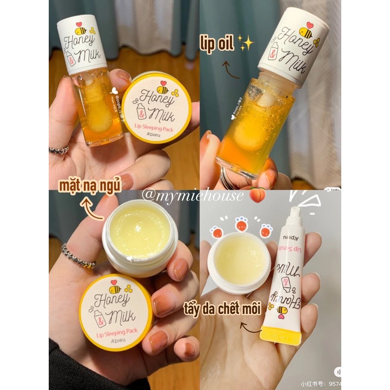 DƯỠNG MÔI A'PIEU HONEY & MILK ..LIP BALM / LIP SCRUB / LIP OIL / SLEEPING PACK