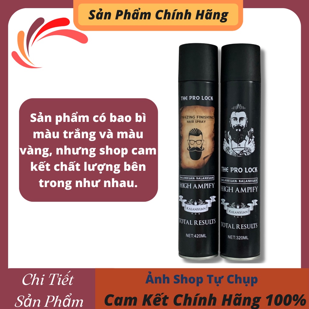 Gôm xịt tóc tạo kiểu nam nữ The Pro Lock High Ampify 420ml chuẩn salon keo xịt tóc
